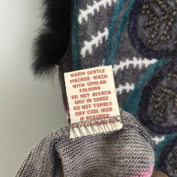 Aryeh Gray Paisley Fur Trim Mini Dress - Picture 6 of 6